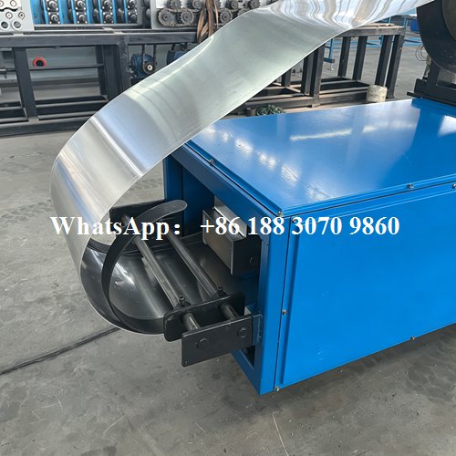 continuous gutter machine feeding system coil entry section